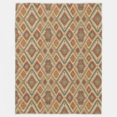 伝統的族鮮やかの羽茶色 フリースブランケット (正面)