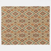 伝統的族鮮やかの羽茶色 フリースブランケット (正面(横))