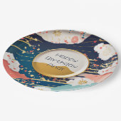 伝統的日本のカラフルデザインパーソナライズされた ペーパープレート (アングル)