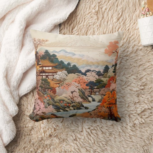 伝統的日本のタペストリーエレガントデザイン クッション (ブランケット)