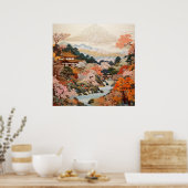 伝統的日本のタペストリーエレガントデザイン ポスター (キッチン)