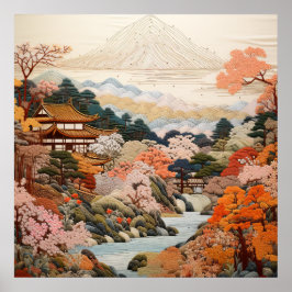 伝統的日本のタペストリーエレガントデザイン ポスター