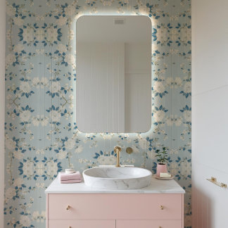 伝統的日本のフローラブルーと金ゴールドヴィンテージPa 壁紙