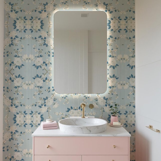 伝統的日本のフローラブルーと金ゴールドヴィンテージPa 壁紙 (クリエイターアップロード済み)