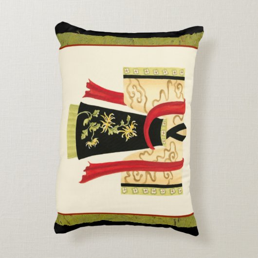 伝統的日本のフローラプリント アクセントクッション (裏面(縦))