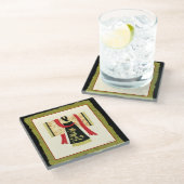 伝統的日本のフローラプリント ガラスコースター (アングル)