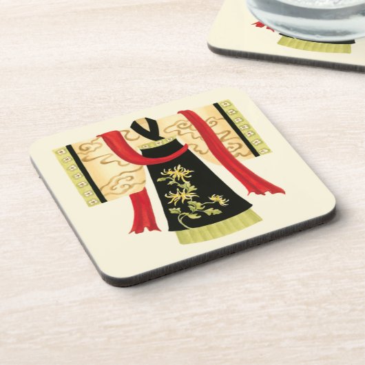 伝統的日本のフローラプリント コースター (左側)