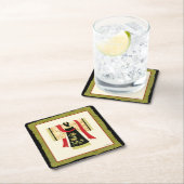 伝統的日本のフローラプリント スクエアペーパーコースター (インサイチュ)