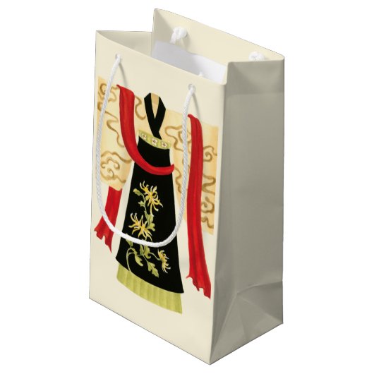 伝統的日本のフローラプリント スモールペーパーバッグ (裏面アングル)