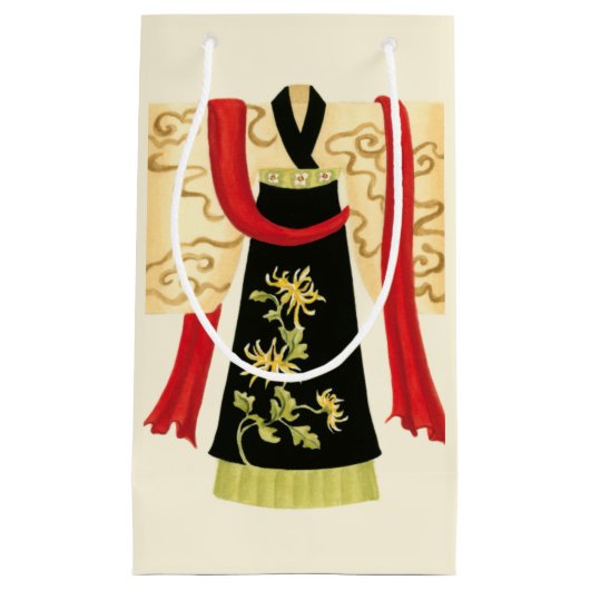 伝統的日本のフローラプリント スモールペーパーバッグ (正面)