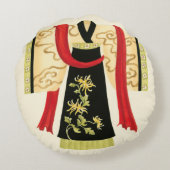 伝統的日本のフローラプリント ラウンドクッション (裏面)