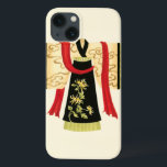 伝統的日本のフローラプリント iPhone 13ケース<br><div class="desc">ナンシー魅力的・スローンは深い日本のの赤い帯伝統的を持つ着物のプリントを作成した。着物の底は黒で素敵なフローラプリント。これ与えは贈り物として、または自分で購入する！</div>