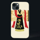 伝統的日本のフローラプリント iPhone 13ケース<br><div class="desc">ナンシー魅力的・スローンは深い日本のの赤い帯伝統的を持つ着物のプリントを作成した。着物の底は黒で素敵なフローラプリント。これ与えは贈り物として、または自分で購入する!</div>