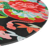 伝統的日本のフローラ花黒赤ガラス カッティングボード (角)