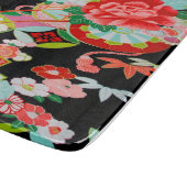 伝統的日本のフローラ花黒赤ガラス カッティングボード (角)
