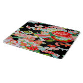 伝統的日本のフローラ花黒赤ガラス カッティングボード (角)