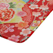 伝統的日本のフローラ赤黄色ガラス カッティングボード (角)