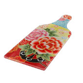 伝統的日本のフローラ赤黄色ガラス カッティングボード (角)