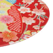 伝統的日本のフローラ赤黄色ガラス カッティングボード (角)