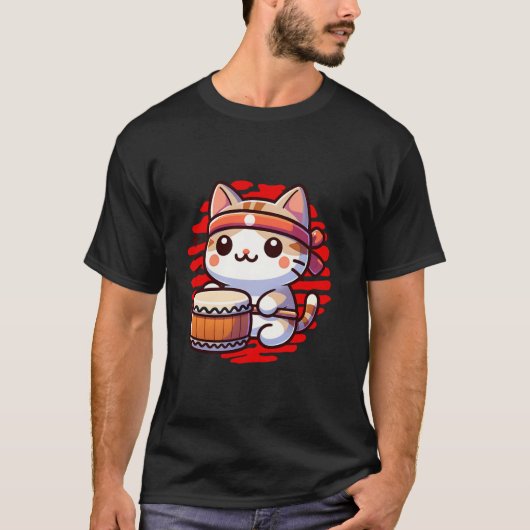 伝統的日本の太鼓 Tシャツ (正面)
