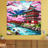 伝統的日本の寺と橋 キャンバスプリント (インサイチュ (リビング))