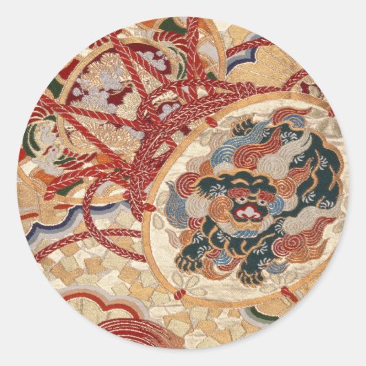 伝統的日本の布デザイン ラウンドシール (正面)