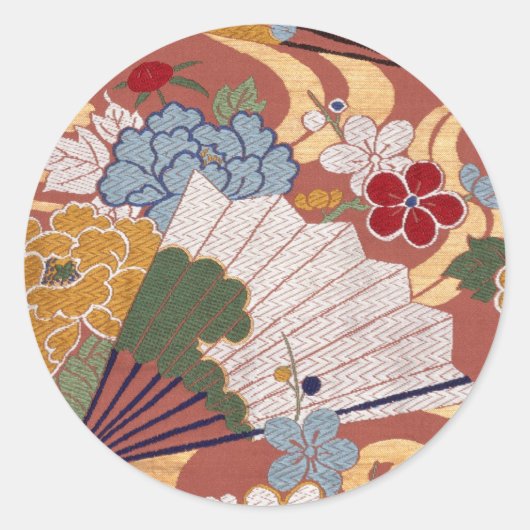 伝統的日本の布デザイン ラウンドシール (正面)