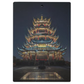 伝統的日本の建物ライトアップナイトスカイ クリップボード (裏面)