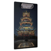 伝統的日本の建物ライトアップナイトスカイ クリップボード (右)