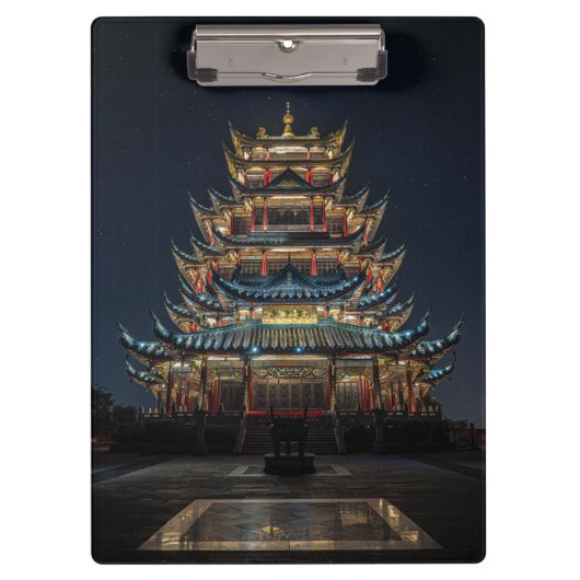 伝統的日本の建物ライトアップナイトスカイ クリップボード (正面)