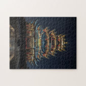 伝統的日本の建物ライトアップナイトスカイ ジグソーパズル (横)