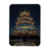 伝統的日本の建物ライトアップナイトスカイ マグネット (縦)