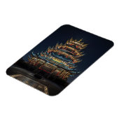 伝統的日本の建物ライトアップナイトスカイ マグネット (左側)