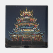 伝統的日本の建物ライトアップナイトスカイ マグネット (正面)