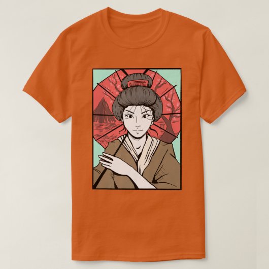 伝統的日本の芸者着物Japanオタク・カウ Tシャツ (デザイン正面)