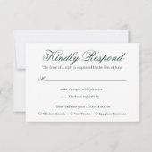 伝統的森の緑のエレガフォーマルントウェディング 出欠カード (正面)