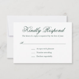 伝統的森の緑のエレガフォーマルントウェディング 出欠カード