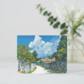 伝統的沖縄村絵画のはがき ポストカード (スタンド正面)