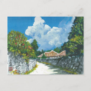 伝統的沖縄村絵画のはがき ポストカード