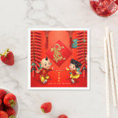 伝統的爆竹中国のドラゴンイヤーPPN スタンダードカクテルナプキン (インサイチュ)