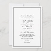 伝統的白黒のスクリプト詳細結婚の 招待状 (正面)