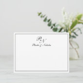 伝統的白黒モノグフォーマルラム結婚ズ サンキューカード (スタンド正面)