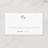 伝統的白黒モノグフォーマルラム結婚ズ プレイスカード (正面)