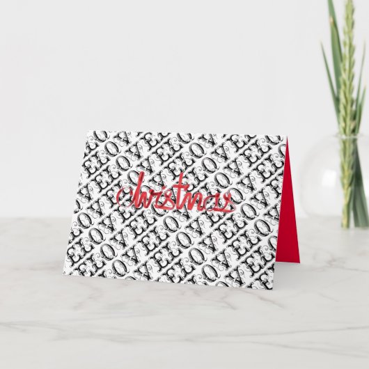 伝統的白黒ラブレッドモダンクリスマス シーズンカード (正面)