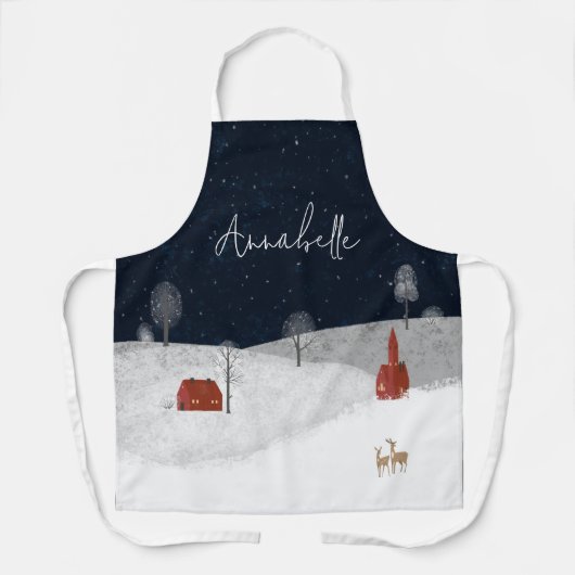 伝統的素朴冬のクリスマスプレゼント エプロン