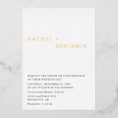 伝統的結婚ミニマル金箔エレガント 箔招待状 (正面)