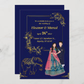 伝統的結婚式招待状対結婚カード 招待状 (正面/裏面)