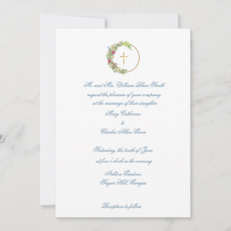 伝統的結婚式招待状、クロス付きフローラ 招待状