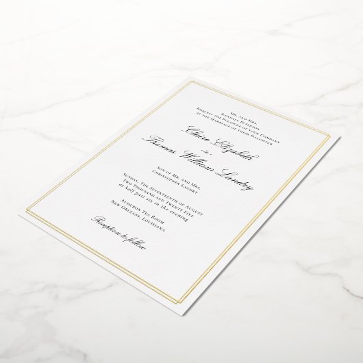 伝統的結婚式招待状 – ゴールドフォイル 箔招待状 (回転した状態)