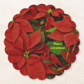 伝統的絵を描Red Poinsettia Christmas ペーパーコースター (正面)
